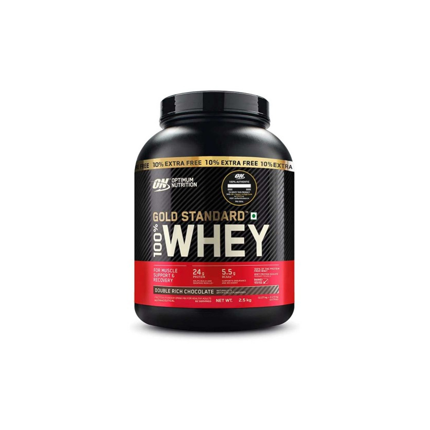 Optimum Nutrition Gold Standard 100% Whey Protein Powder 5 lbs +10% Extra,  2.5 kg, Double Rich Chocolate, Muscle Support & Recovery